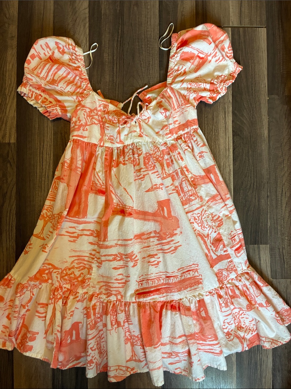 BOGO FREE -Urban Outfitters Coral & White 100% Cotton Mini Dress -Size Small